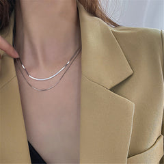 Silver-Plated Snake Chain Layered Necklace