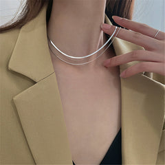 Silver-Plated Snake Chain Layered Necklace