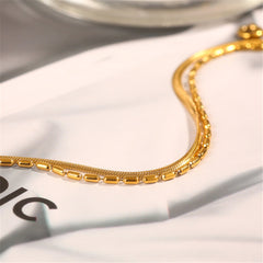 18K Gold-Plated Snake Chain Layered Bracelet