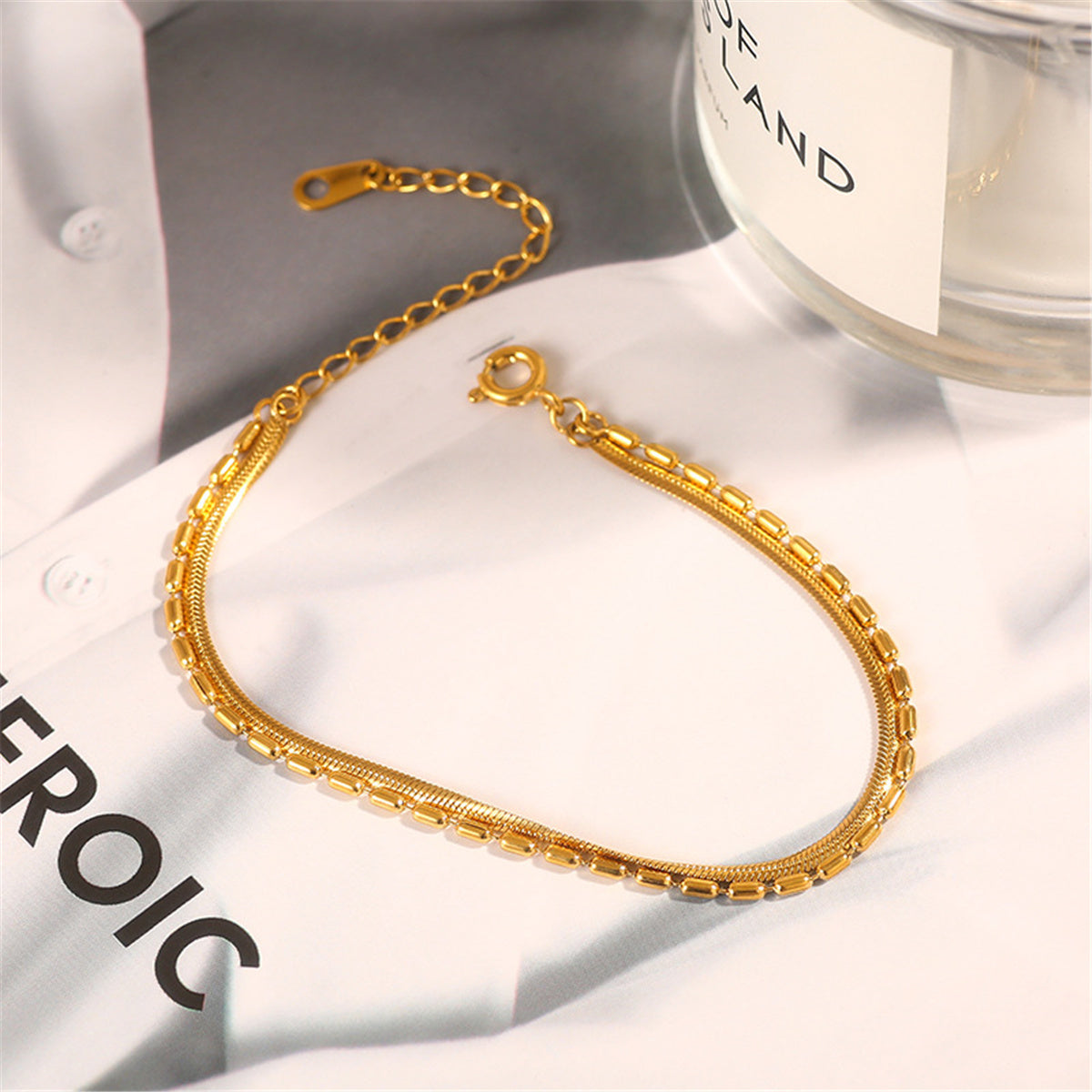 18K Gold-Plated Snake Chain Layered Bracelet