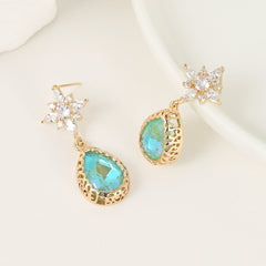 Green Crystal & 18K Gold-Plated Star Drop Earrings