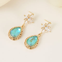 Green Crystal & 18K Gold-Plated Star Drop Earrings