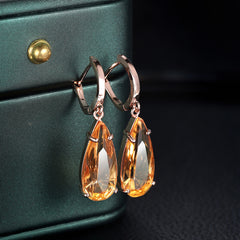 Champagne Crystal & 18K Rose Gold-Plated Drop Earrings