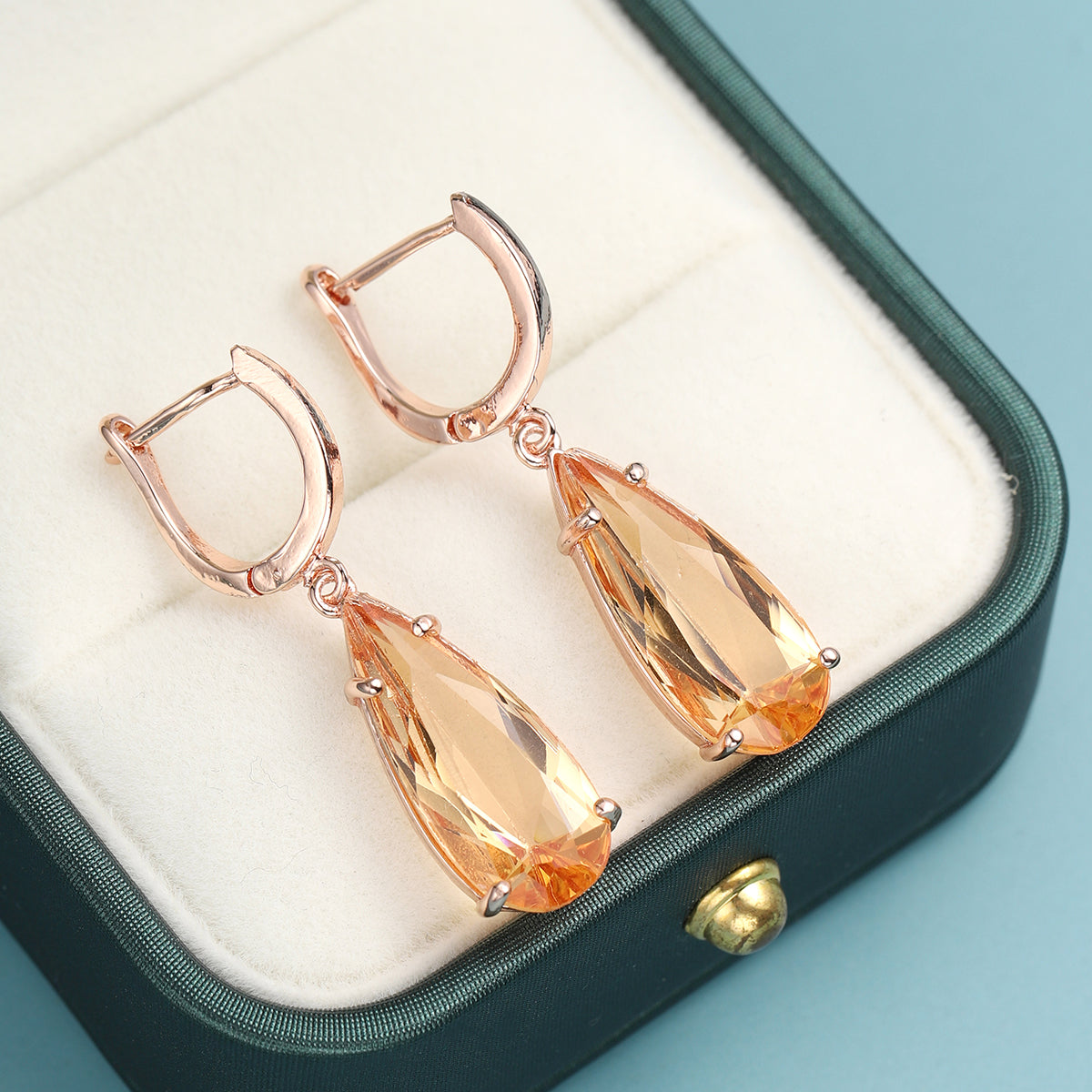 Champagne Crystal & 18K Rose Gold-Plated Drop Earrings