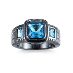 Sea Blue Crystal Square Ring