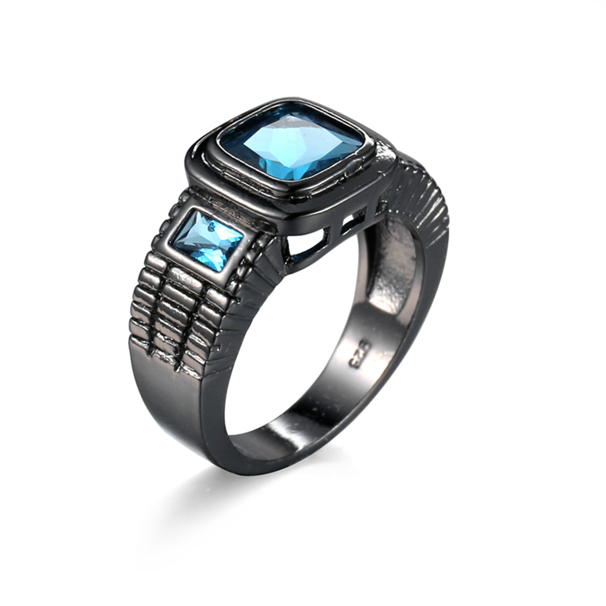 Sea Blue Crystal Square Ring