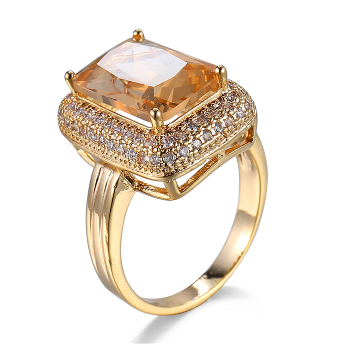 Champagne Crystal & Cubic Zirconia Radiant-Cut Ring