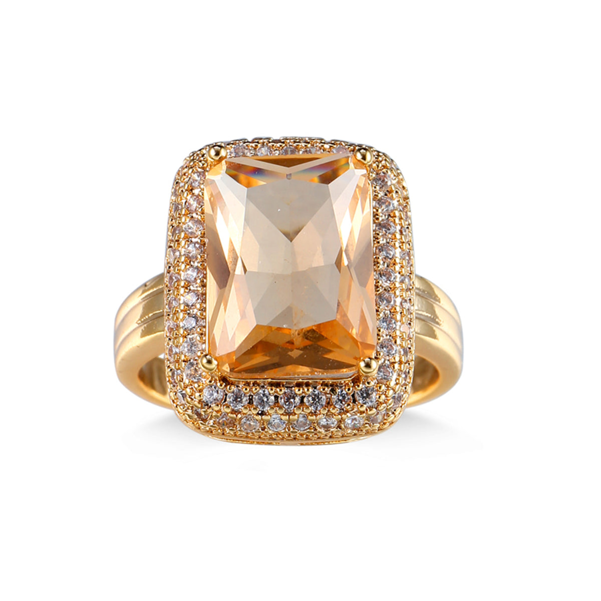 Champagne Crystal & Cubic Zirconia Radiant-Cut Ring