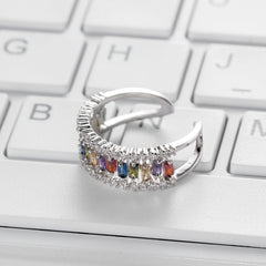 Multicolor Crystal & Cubic Zirconia Silver-Plated Open Ring