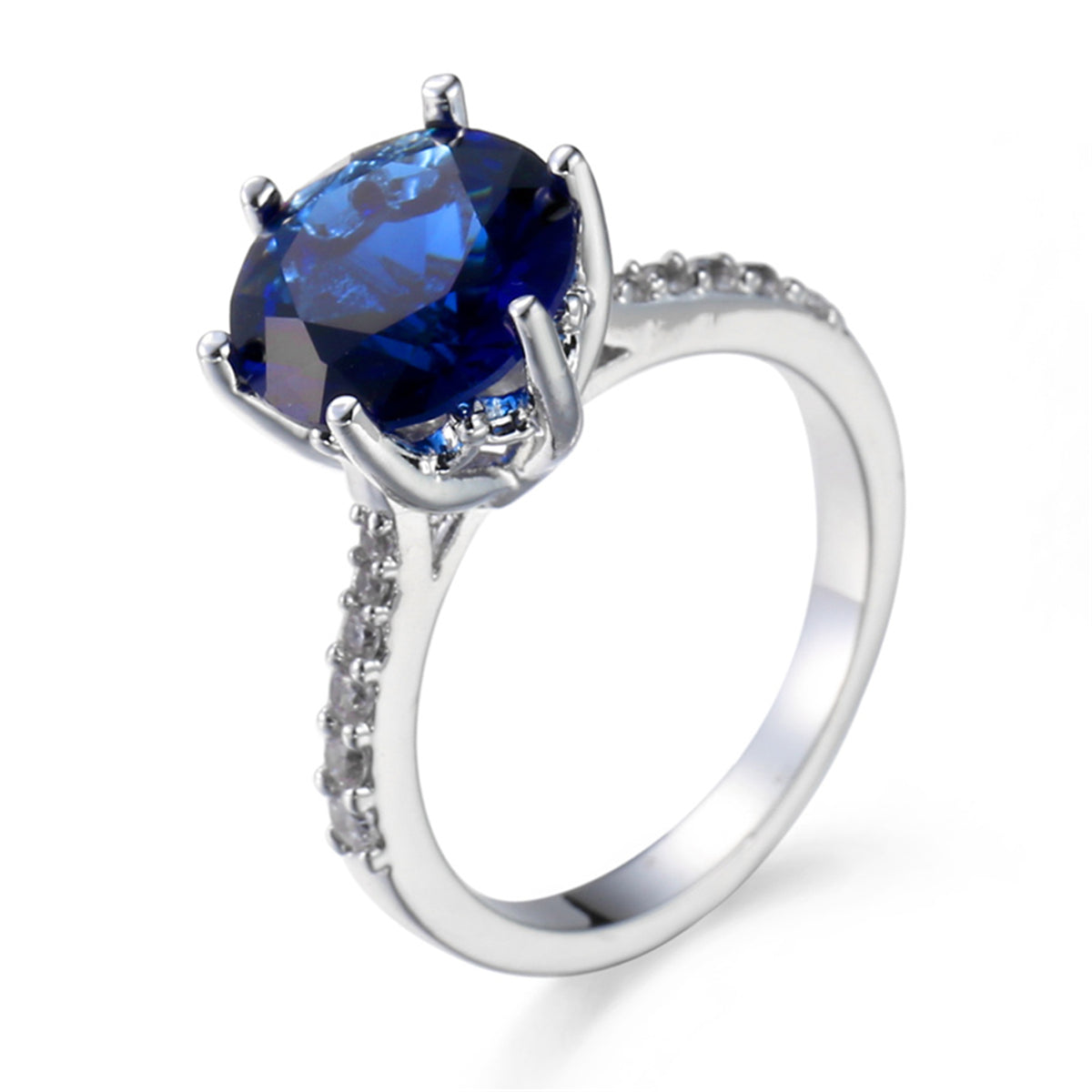 Navy Crystal & Cubic Zirconia Cocktail Ring