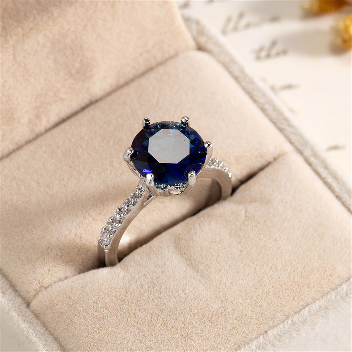 Navy Crystal & Cubic Zirconia Cocktail Ring