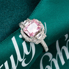 Pink Crystal & Cubic Zirconia Radiant-Cut Ring