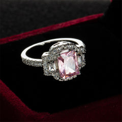 Pink Crystal & Cubic Zirconia Radiant-Cut Ring