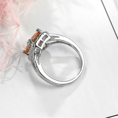 Champagne Crystal & Silver-Plated Radiant-Cut Ring