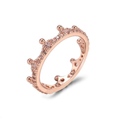 Cubic Zirconia & 18K Rose Gold-Plated Crown Band Ring