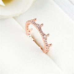 Cubic Zirconia & 18K Rose Gold-Plated Crown Band Ring