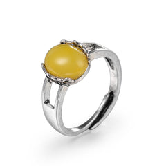 Yellow Resin & Silver-Plated Ring