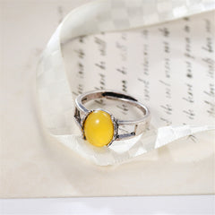 Yellow Resin & Silver-Plated Ring