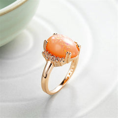 Orange Resin & Cubic Zirconia Oval-Cut Ring