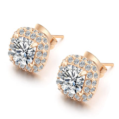 Cubic Zirconia & Crystal Halo Stud Earrings