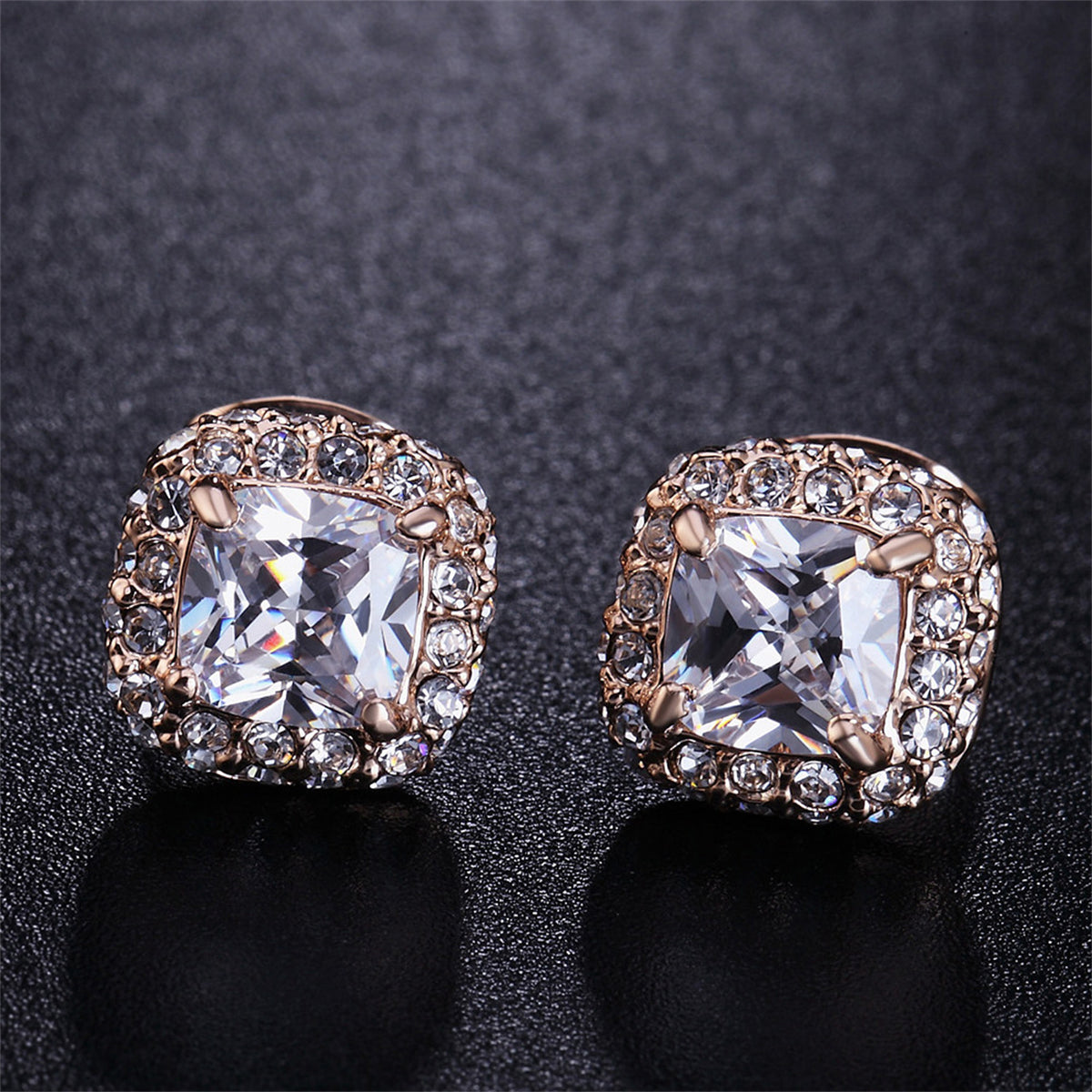 Cubic Zirconia & Crystal Halo Stud Earrings