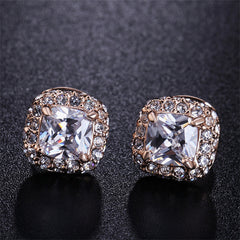 Cubic Zirconia & Crystal Halo Stud Earrings