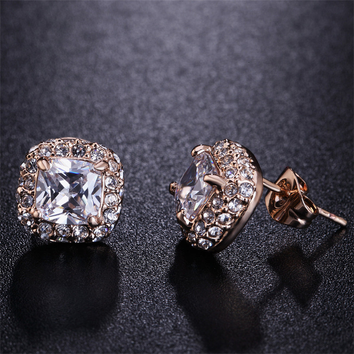 Cubic Zirconia & Crystal Halo Stud Earrings