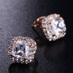 Cubic Zirconia & Crystal Halo Stud Earrings