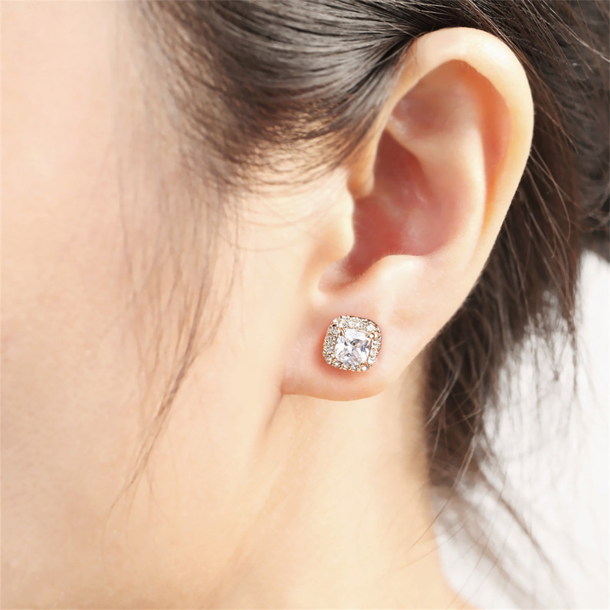 Cubic Zirconia & Crystal Halo Stud Earrings