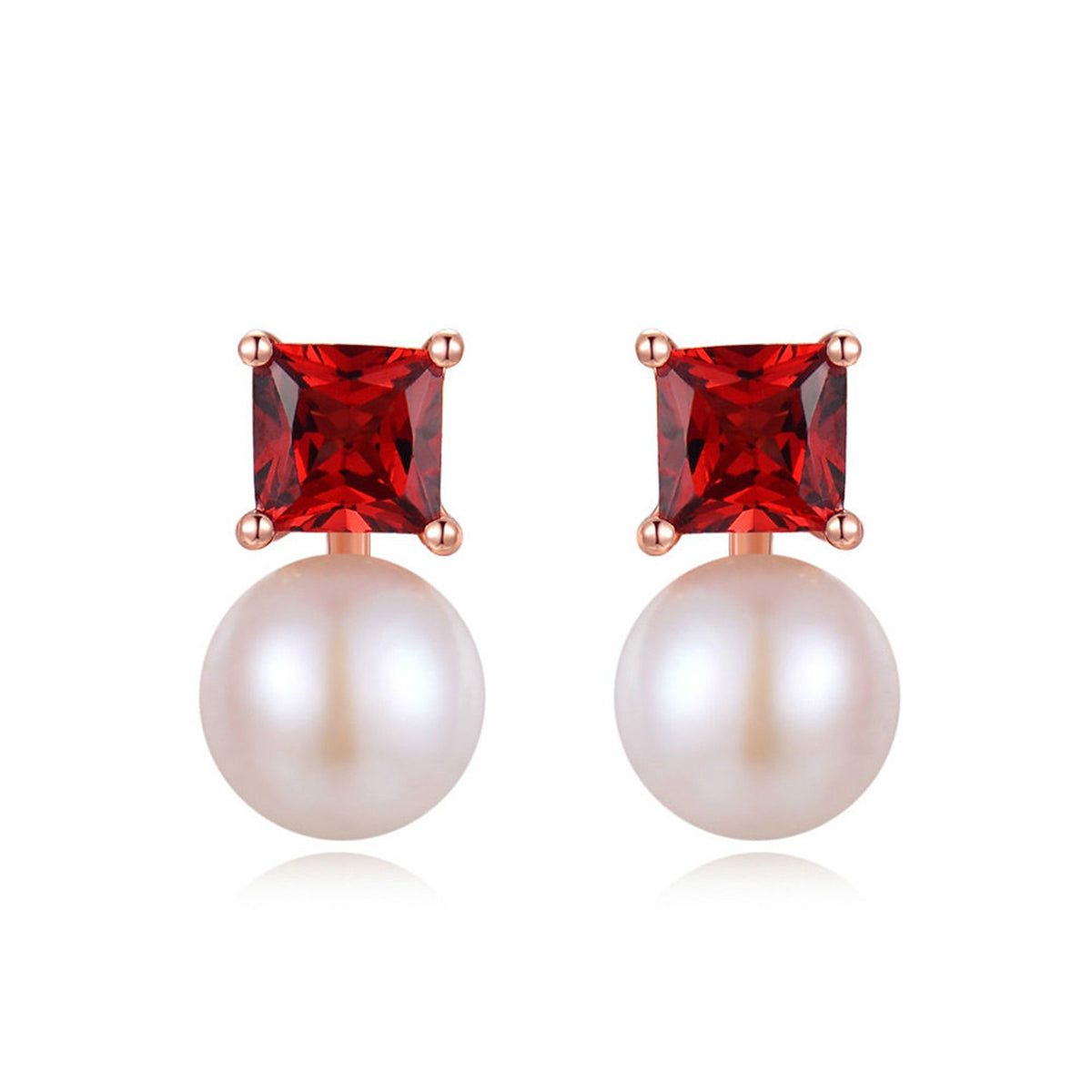 Red Crystal & Pearl 18K Rose Gold-Plated Drop Earrings