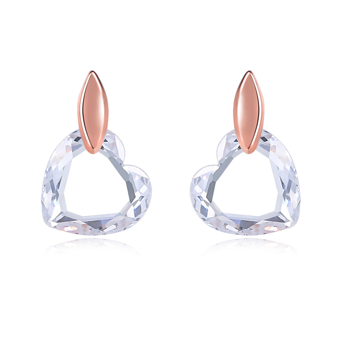 Clear Crystal & 18K Rose Gold-Plated Heart Drop Earrings