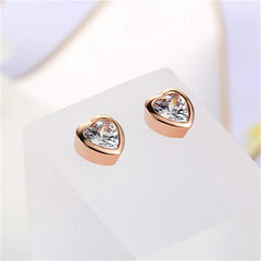 Crystal & 18K Rose Gold-Plated Heart Stud Earrings