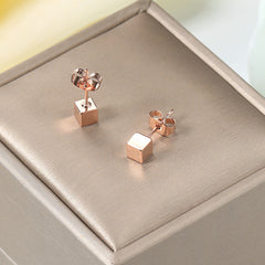 18K Rose Gold-Plated Cube Stud Earrings