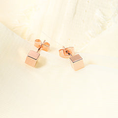 18K Rose Gold-Plated Cube Stud Earrings