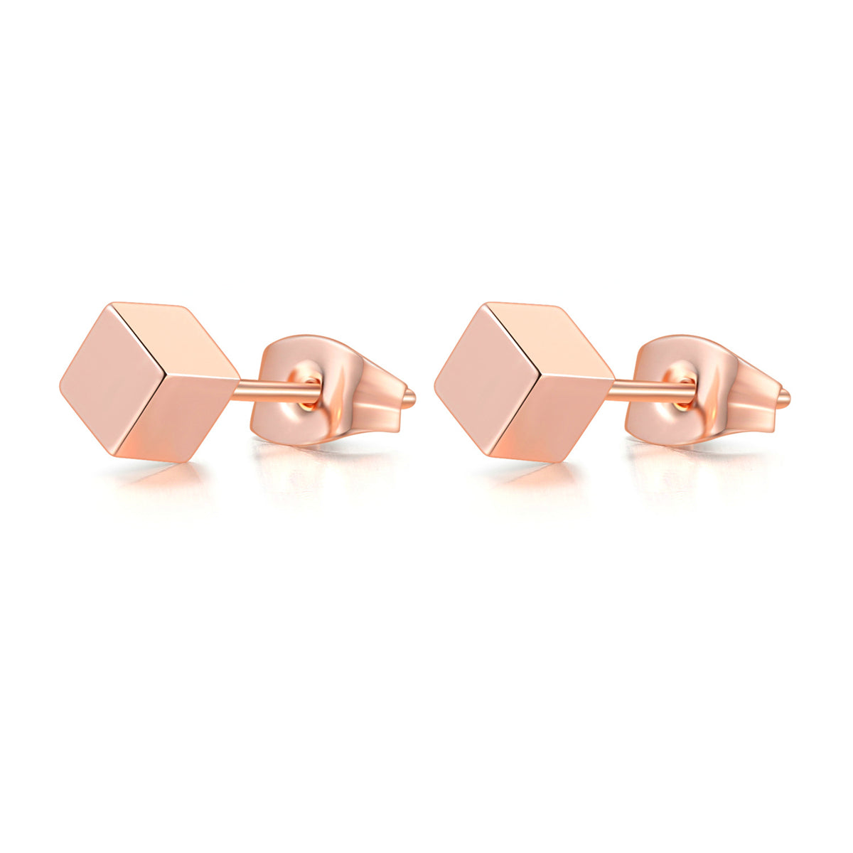 18K Rose Gold-Plated Cube Stud Earrings