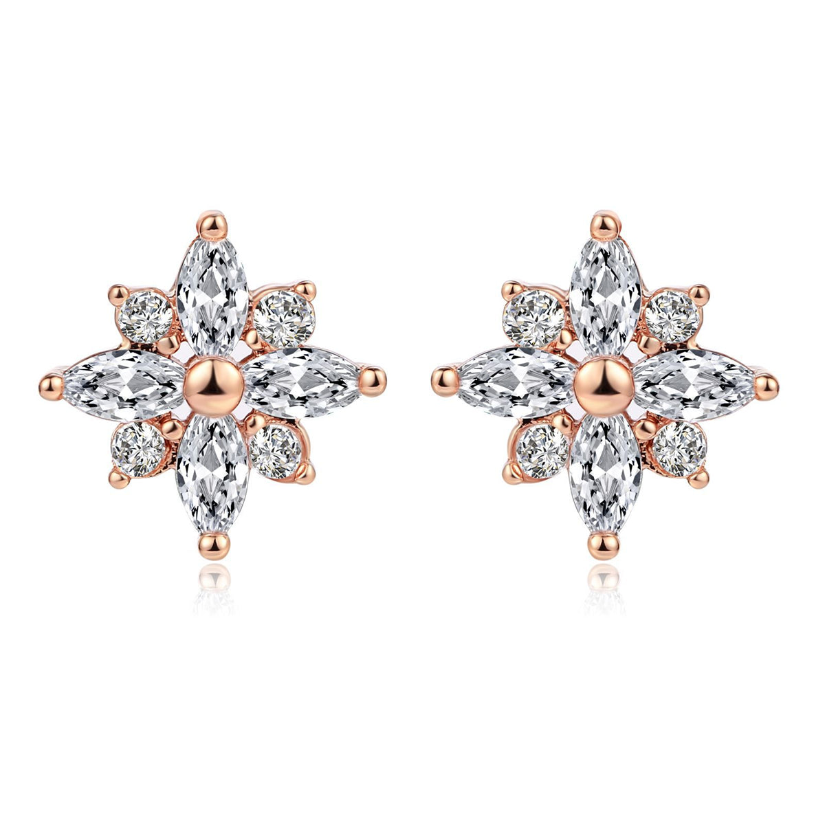 Cubic Zirconia & Crystal Snowflake Stud Earrings