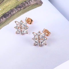 Cubic Zirconia & Crystal Snowflake Stud Earrings