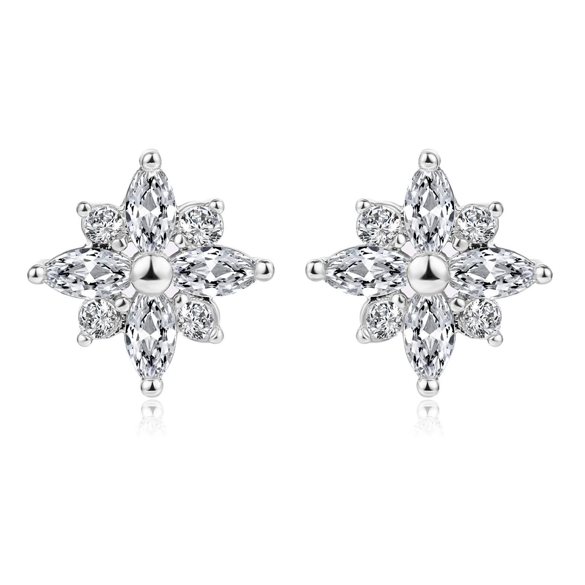 Clear Crystal & Cubic Zirconia Silver-Plated Snowflake Stud Earring