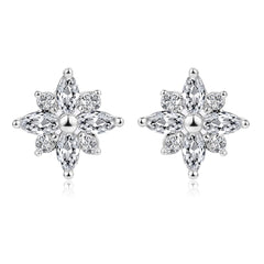 Clear Crystal & Cubic Zirconia Silver-Plated Snowflake Stud Earring