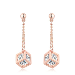 Crystal & 18K Rose Gold-Plated Caged Drop Earrings