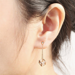 Crystal & 18K Rose Gold-Plated Caged Drop Earrings