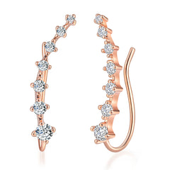 Cubic Zirconia & 18K Rose Gold-Plated Ear Climbers