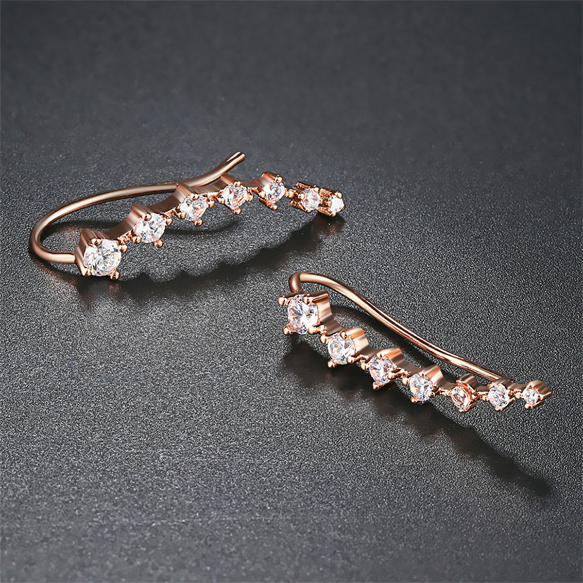 Cubic Zirconia & 18K Rose Gold-Plated Ear Climbers