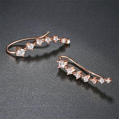 Cubic Zirconia & 18K Rose Gold-Plated Ear Climbers