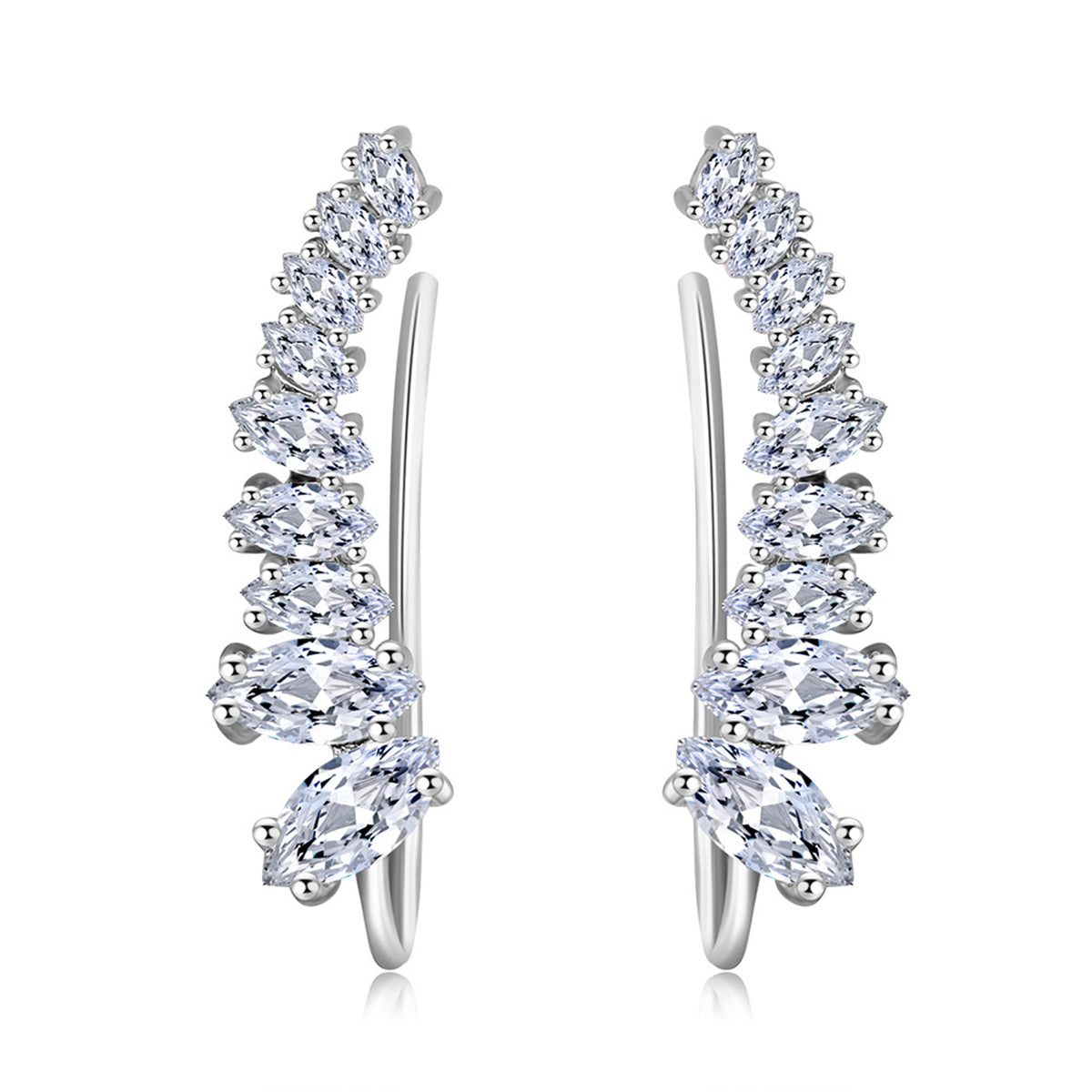 Crystal & Silver-Plated Ear Climbers