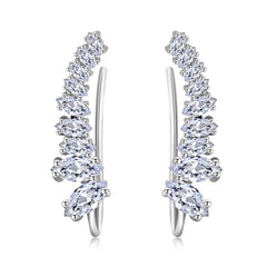 Crystal & Silver-Plated Ear Climbers