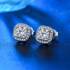 Crystal & Cubic Zirconia Hola Cushion Stud Earrings