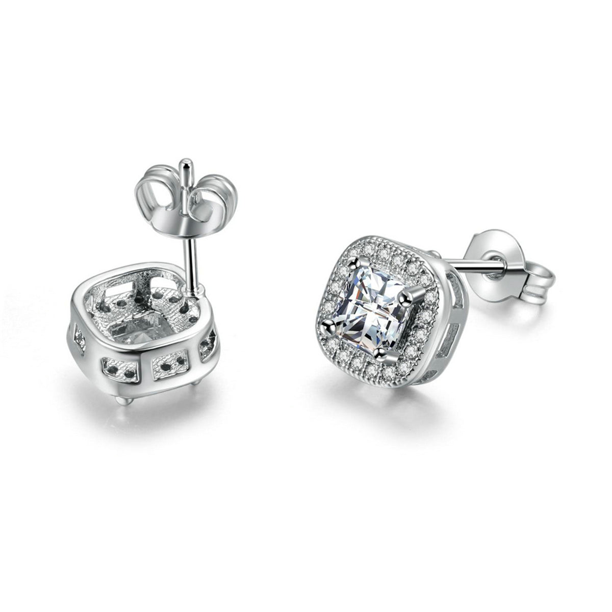 Crystal & Cubic Zirconia Hola Cushion Stud Earrings