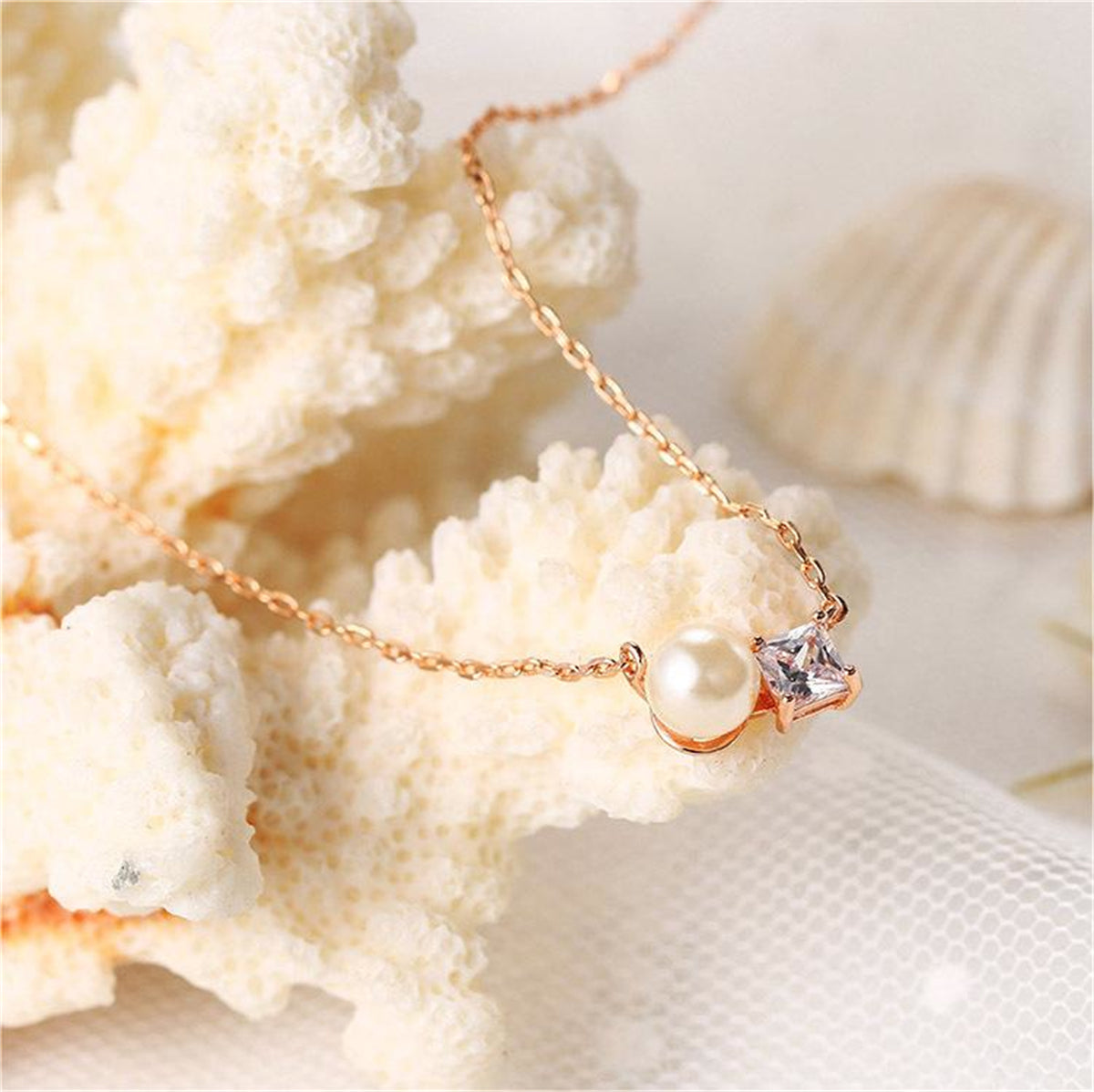 Crystal & Pearl 18K Rose Gold-Plated Pendant Necklace