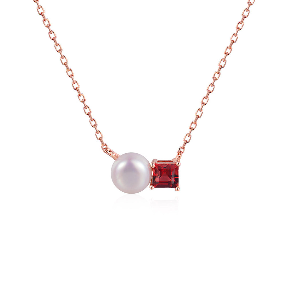 Red Crystal & Pearl 18K Rose Gold-Plated Pendant Necklace